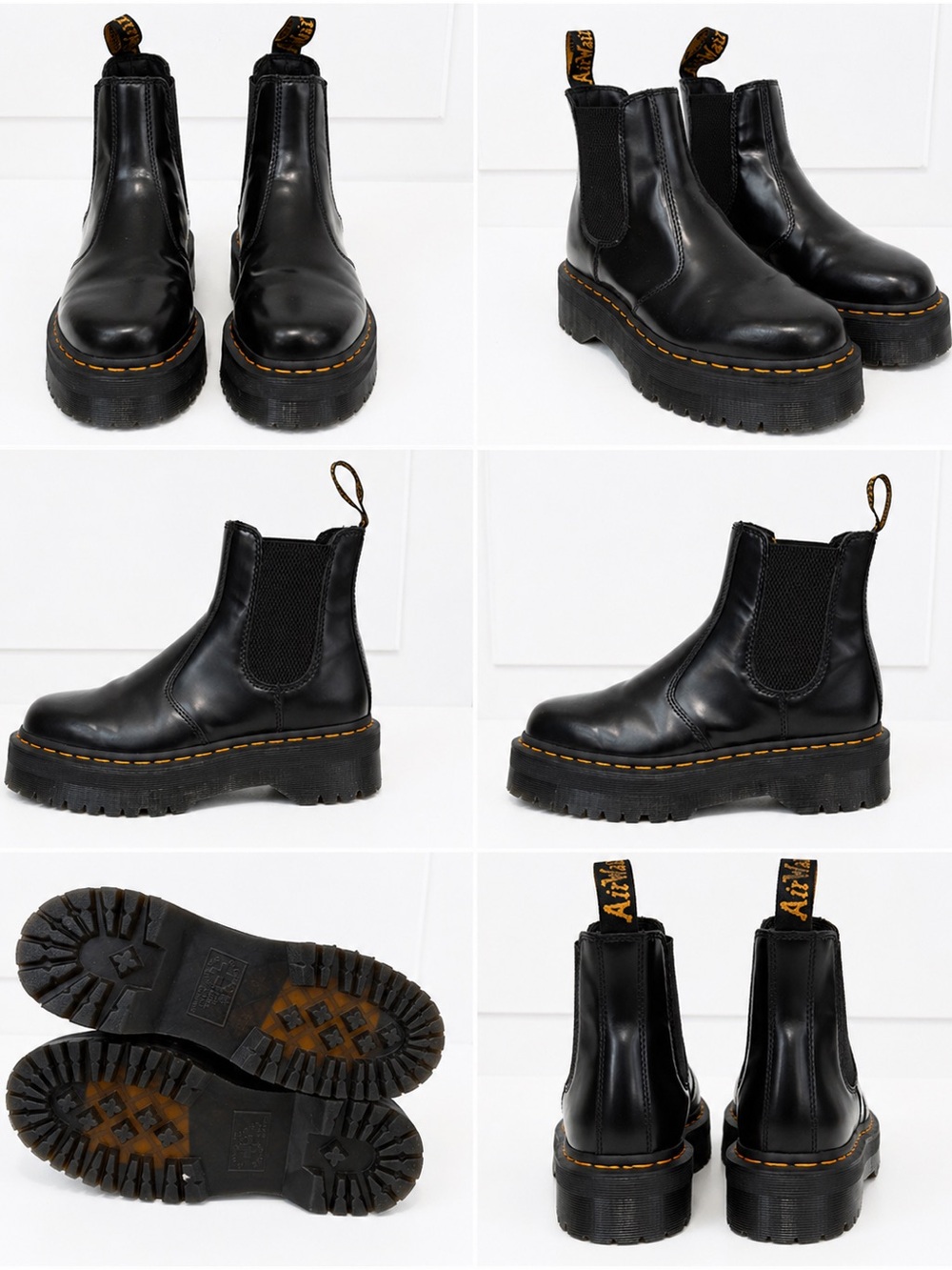 Dr. Martens Black Chelsea Boots with Yellow Stitching